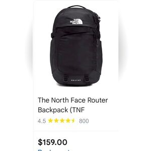 NEW NORTHFACE ROUTER BACKPACK BLACK